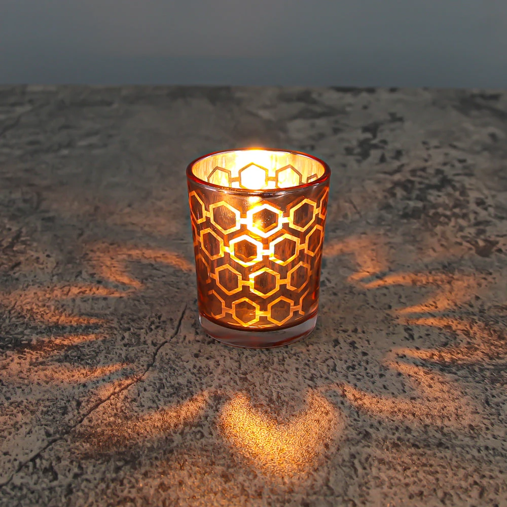 Richland Rose Gold Hexagonal Glass Holder - Small Set Of 72 2 Richland Rose Gold Hexagonal Glass Holder - Small Set Of 72 - Image 2