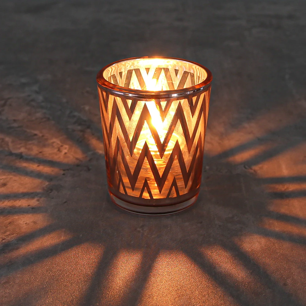 Richland Rose Gold Chevron Glass Holder - Small Set Of 72 2 Richland Rose Gold Chevron Glass Holder - Small Set Of 72 - Image 2