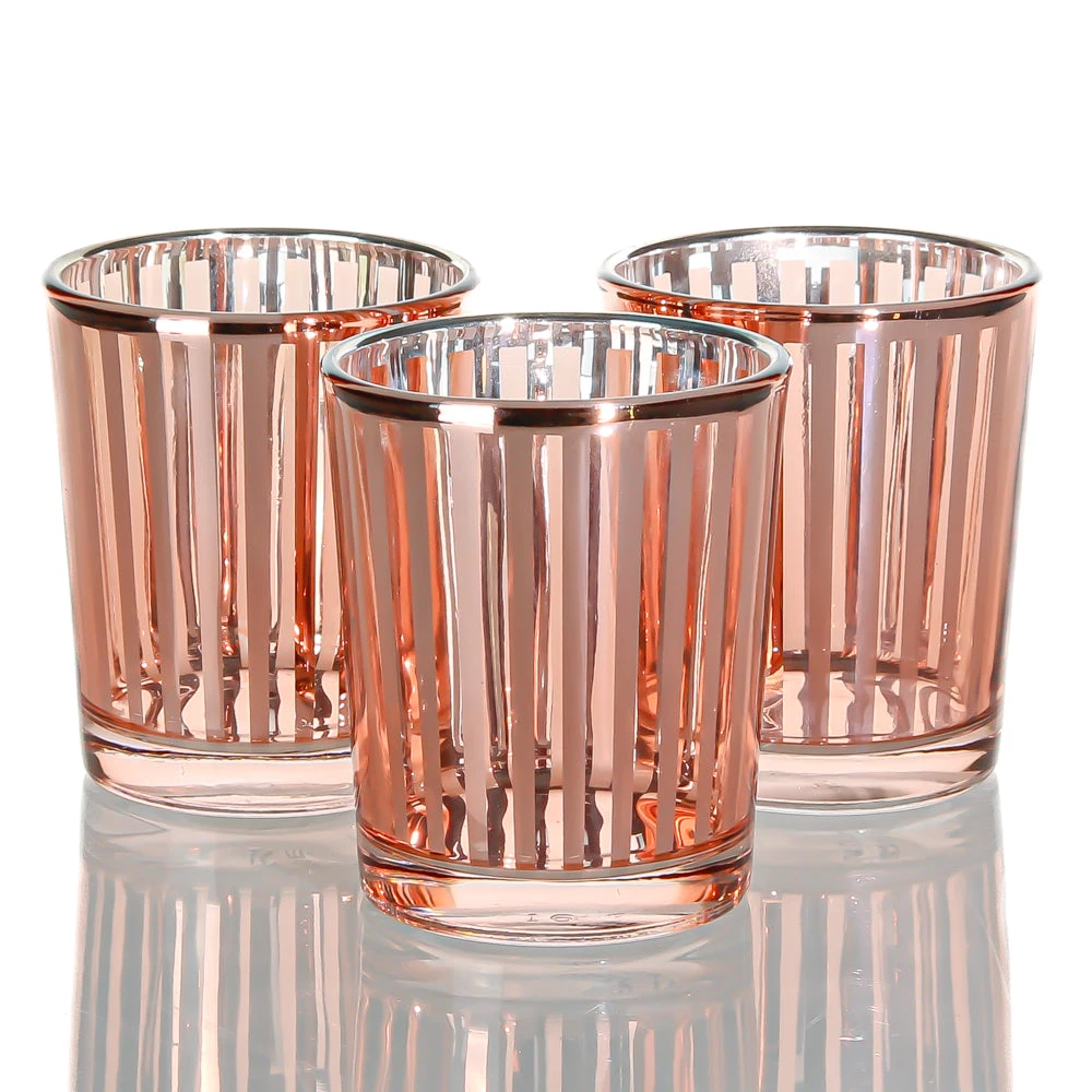 Richland Rose Gold Stripe Glass Holder - Small Set Of 72 1 Richland Rose Gold Stripe Glass Holder - Small Set Of 72