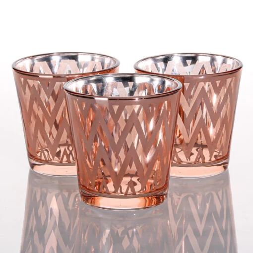 Richland Rose Gold Chevron Glass Holder - Medium Set Of 48