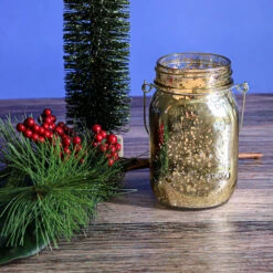 Richland Small Mercury Hanging Mason Jar With Handle - Metallic Gold Set Of 12