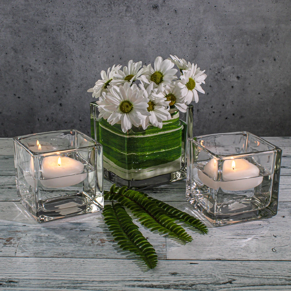 Richland Square Glass Cube Vase 4" Set Of 12 2 Richland Square Glass Cube Vase 4" Set Of 12 - Image 2