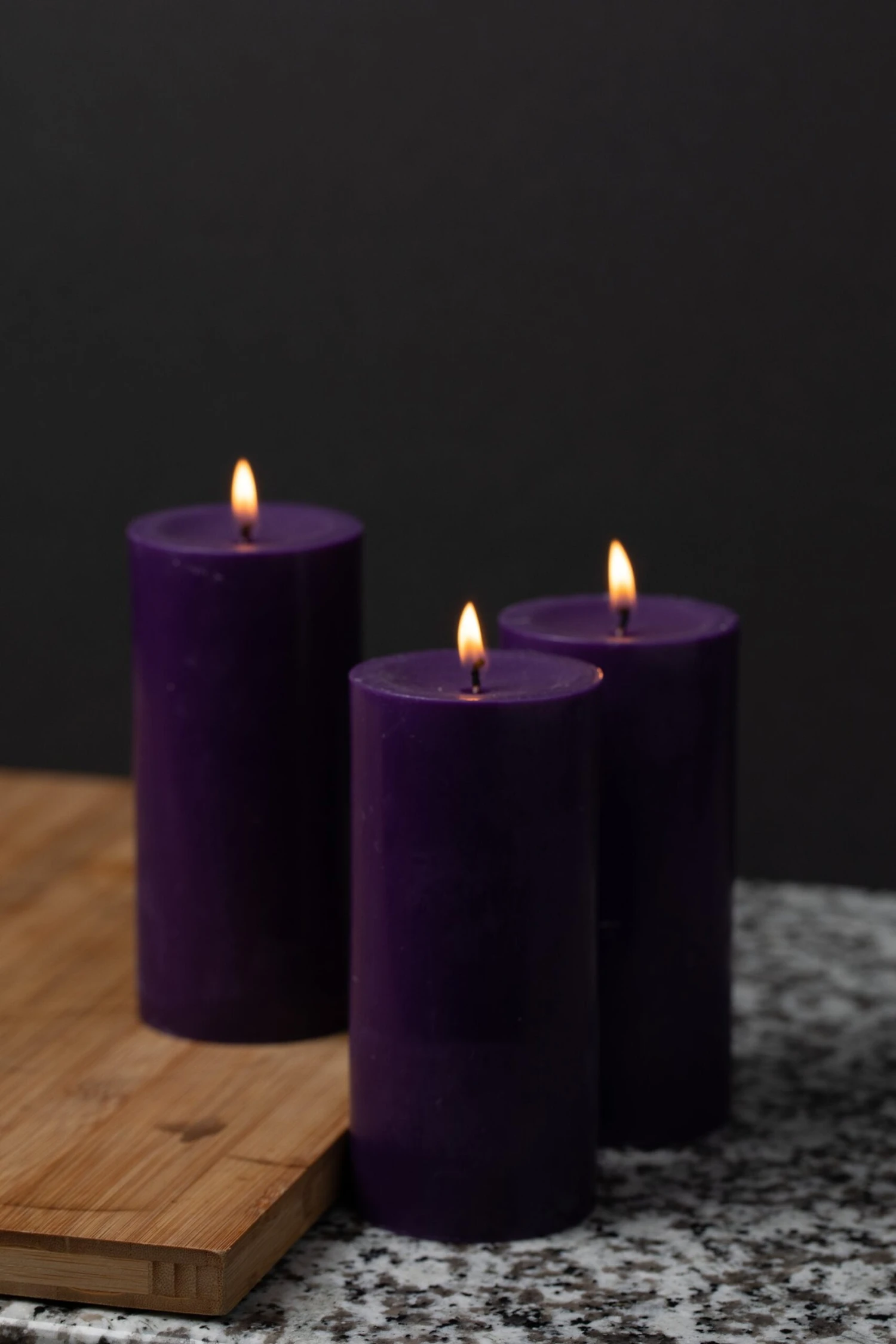 Richland Pillar Candles 3"x6" Purple Set Of 6 2 Richland Pillar Candles 3"x6" Purple Set Of 6 - Image 2
