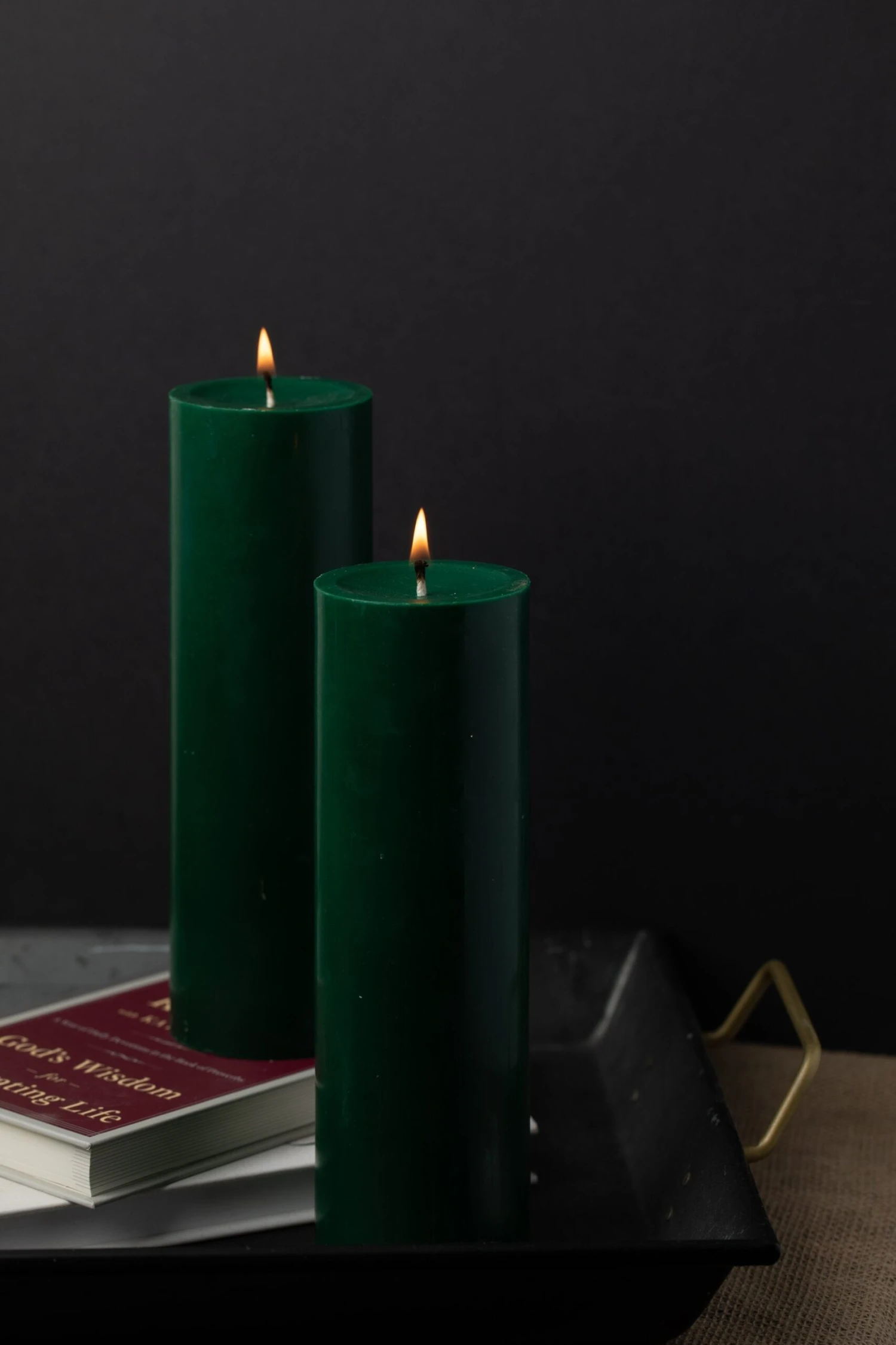 Richland Pillar Candles 3"x9" Dark Green Set Of 6 2 Richland Pillar Candles 3"x9" Dark Green Set Of 6 - Image 2