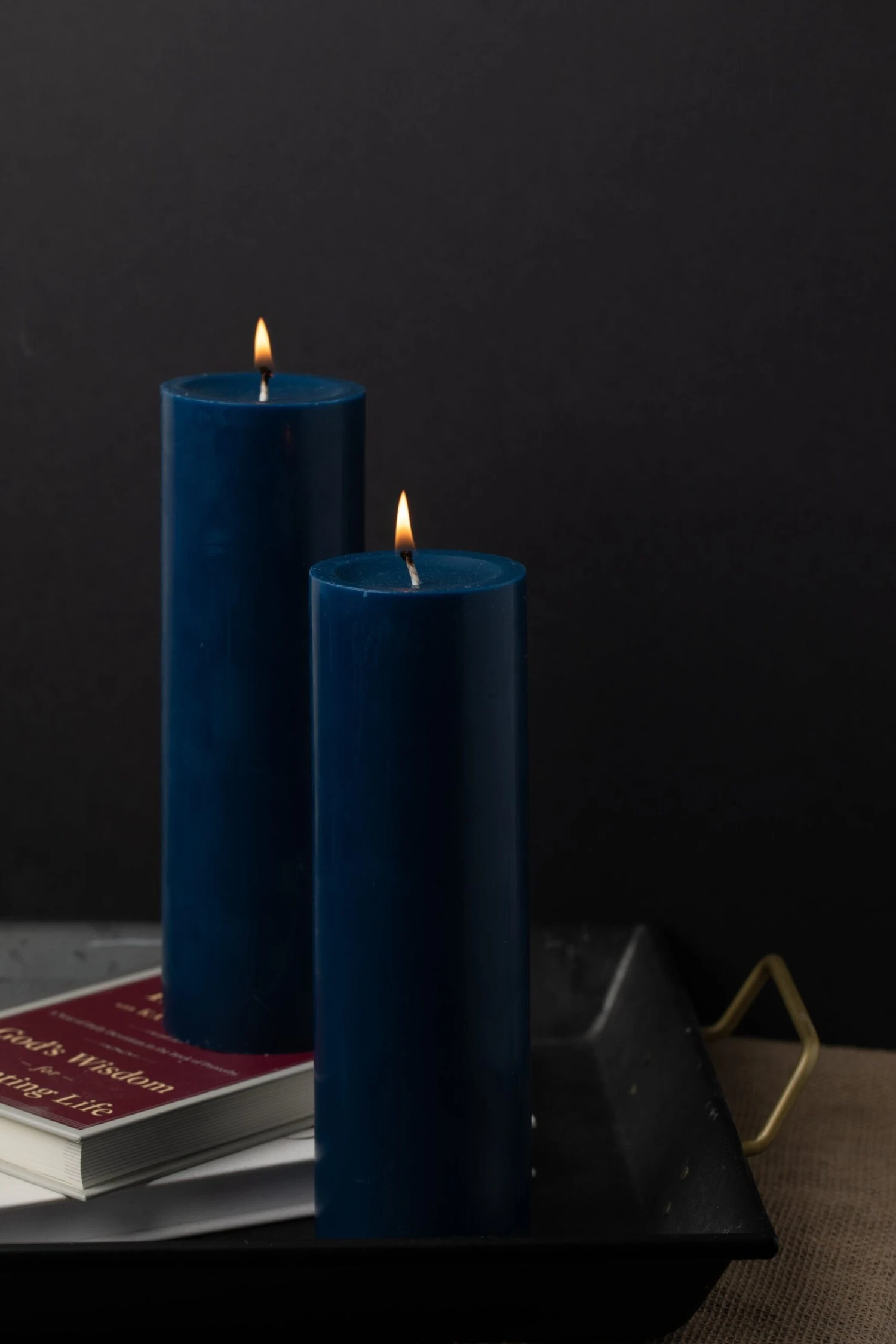 Richland Pillar Candles 3"x9" Navy Blue Set Of 24 2 Richland Pillar Candles 3"x9" Navy Blue Set Of 24 - Image 2