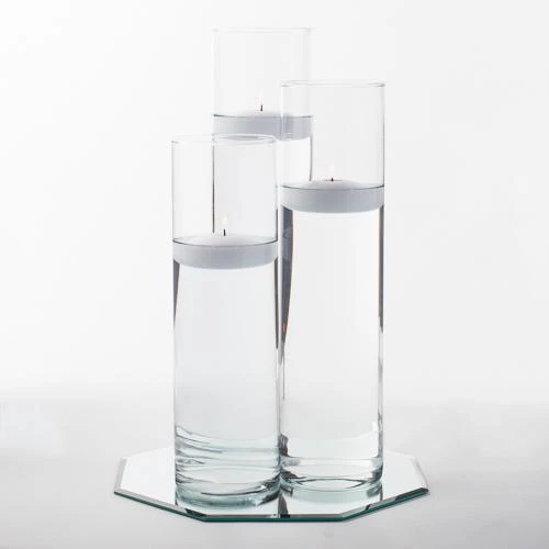 Eastland 12" Mirror And Tall Cylinder Vase Centerpiece With Richland Floating Candles Set Of 84 2 Eastland 12" Mirror And Tall Cylinder Vase Centerpiece With Richland Floating Candles Set Of 84 - Image 2