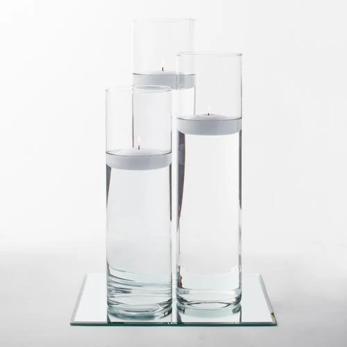 Eastland 12" Mirror And Tall Cylinder Vase Centerpiece With Richland Floating Candles Set Of 84 3 Eastland 12" Mirror And Tall Cylinder Vase Centerpiece With Richland Floating Candles Set Of 84 - Image 3