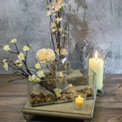 Long Glass Rectangle Vase 11.5" X 3.5" 7 Long Glass Rectangle Vase 11.5" X 3.5" -Comme Des Garcons Store SquareVase 3413