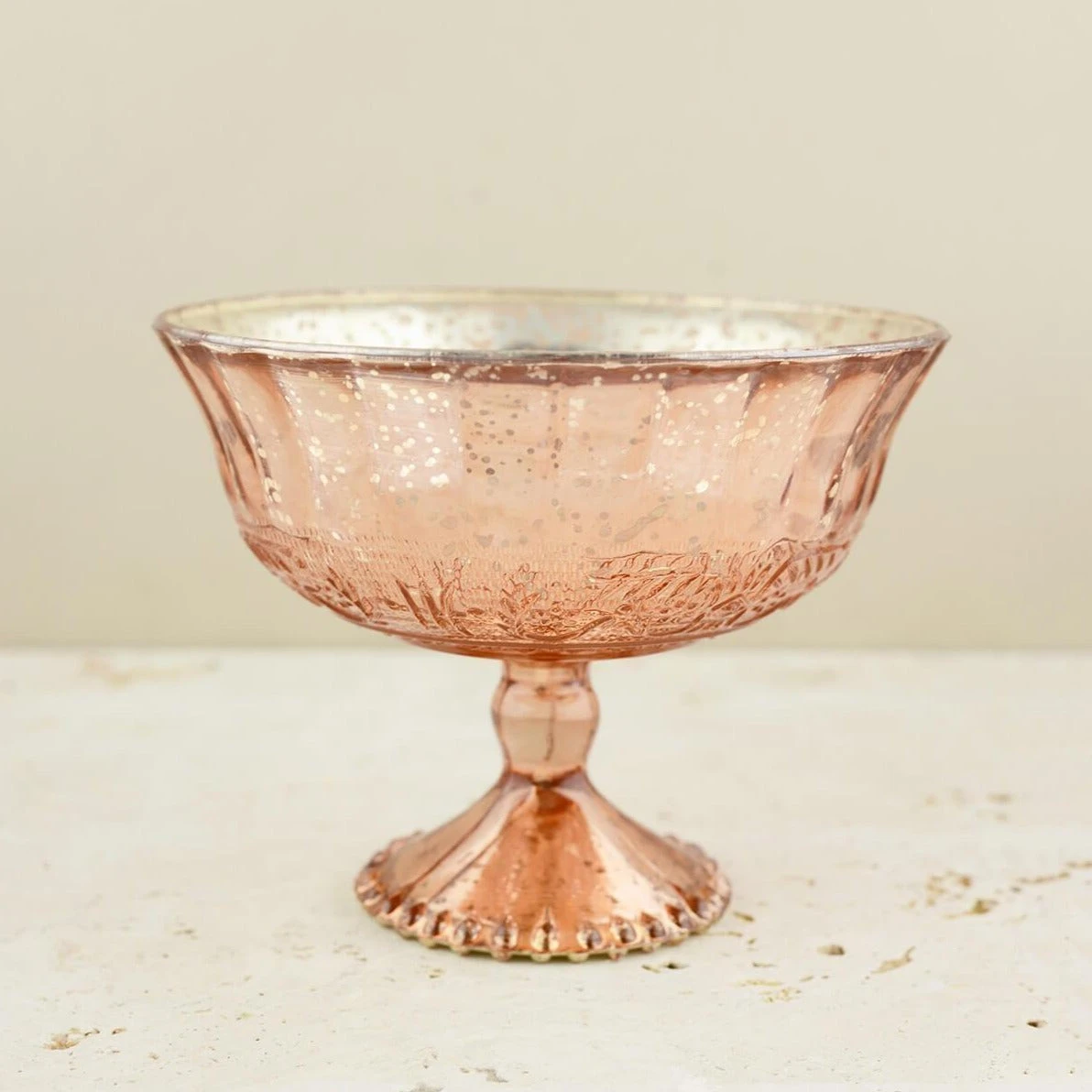 Mercury Glass Compote Rose Gold 7" X 5.25" 2 Mercury Glass Compote Rose Gold 7" X 5.25" - Image 2