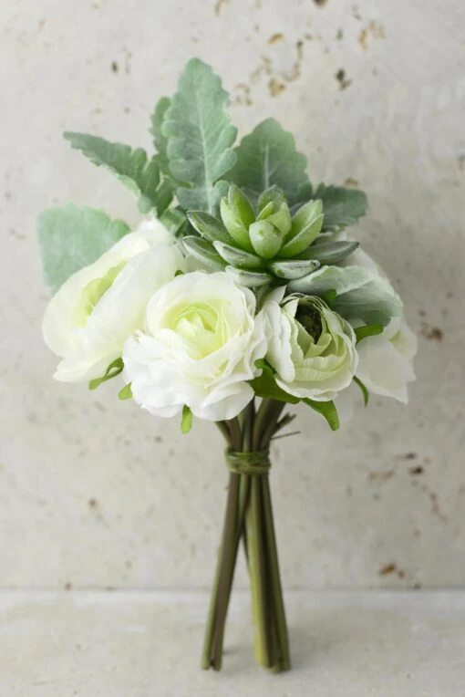 Petite Succulent And Ranunculus Flower Bouquet