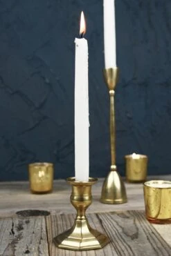 Gold Metal 3.75" Taper Candle Holder, Antique Candlestick