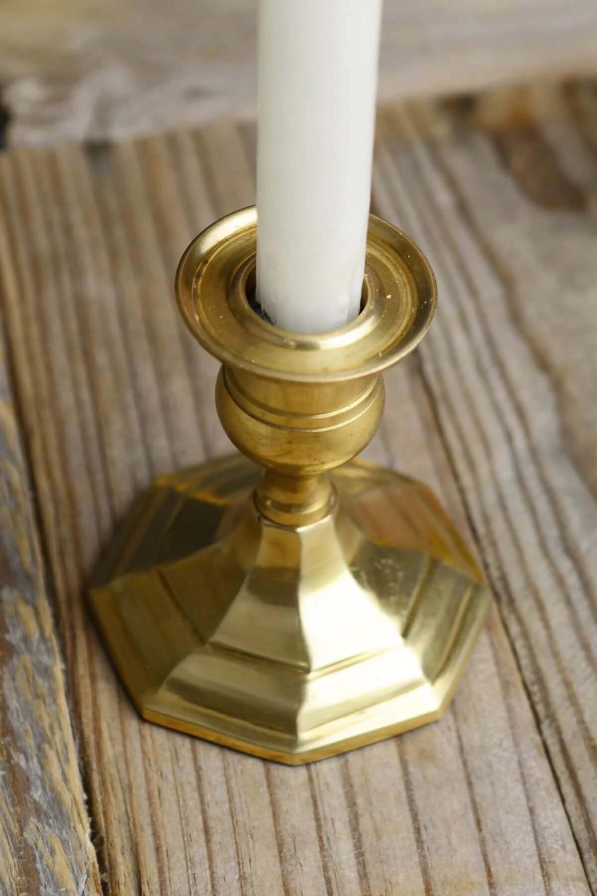 Gold Metal 3.75" Taper Candle Holder, Antique Candlestick 2 Gold Metal 3.75" Taper Candle Holder, Antique Candlestick - Image 2