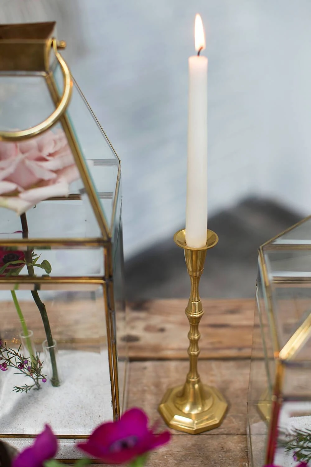 Gold Metal Antique Candlestick 9.25in Taper Candle Holder 2 Gold Metal Antique Candlestick 9.25in Taper Candle Holder - Image 2