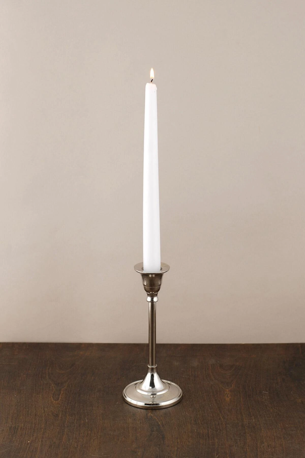 Taper Candlestick Silver 7in 1 Taper Candlestick Silver 7in