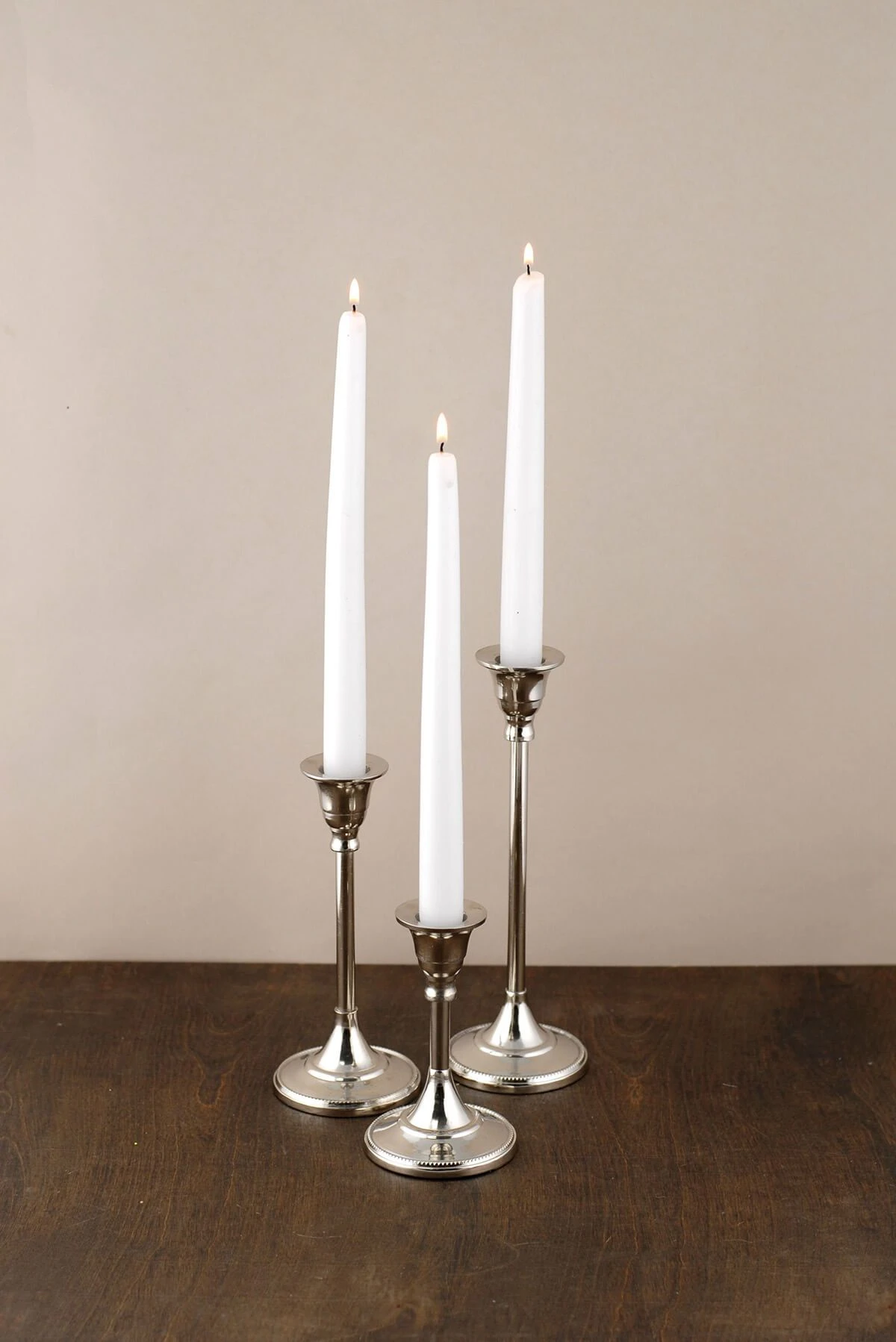 Taper Candlestick Silver 7in 2 Taper Candlestick Silver 7in - Image 2