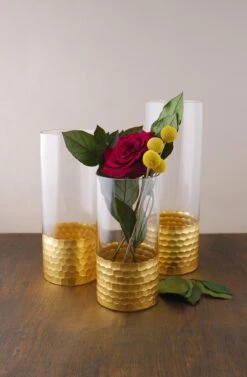 Gold Honeycomb Cylinder Vase 4"x12" 5 Gold Honeycomb Cylinder Vase 4"x12" -Comme Des Garcons Store cylinder vase honeycomb rt 8 4 2