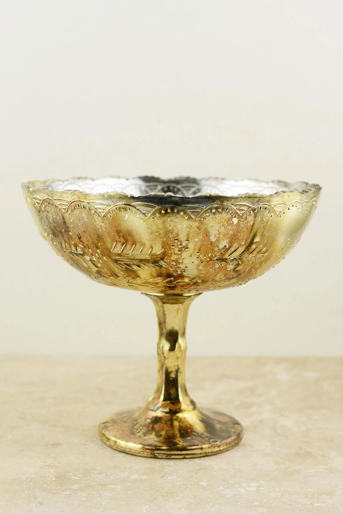 Desiray Glass Compote 7" X 8" Gold 1 Desiray Glass Compote 7" X 8" Gold