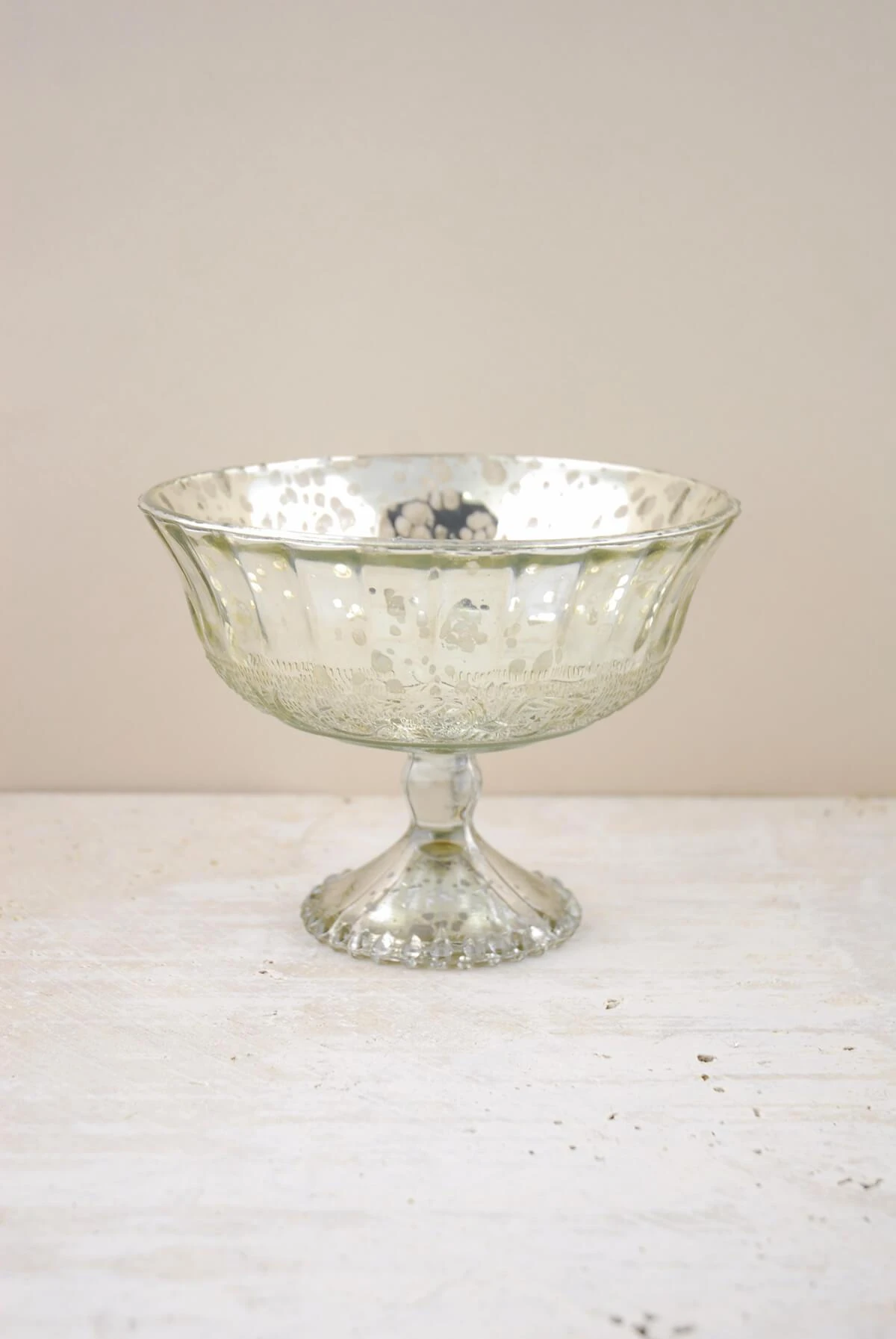 Silver Mercury Glass Compote 7" X 5.25" 2 Silver Mercury Glass Compote 7" X 5.25" - Image 2