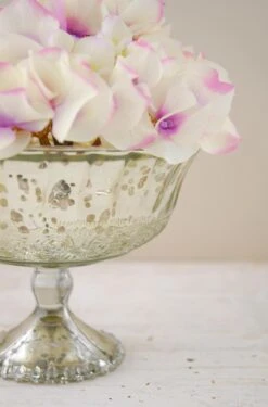 Silver Mercury Glass Compote 7" X 5.25"