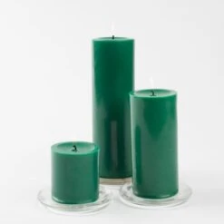 Richland Pillar Candles 3"x3", 3"x6" & 3"x9" Dark Green Set Of 18