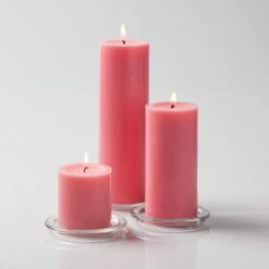 Richland Pillar Candles 3"x3", 3"x6" & 3"x9" Pink Set Of 3