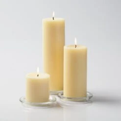 Richland Pillar Candles 3"x3", 3"x6" & 3"x9" Ivory Set Of 3