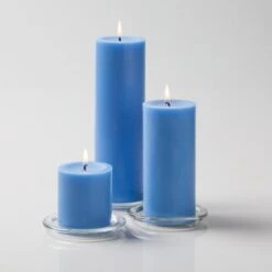 Richland Pillar Candles 3"x3", 3"x6" & 3"x9" Light Blue Set Of 12