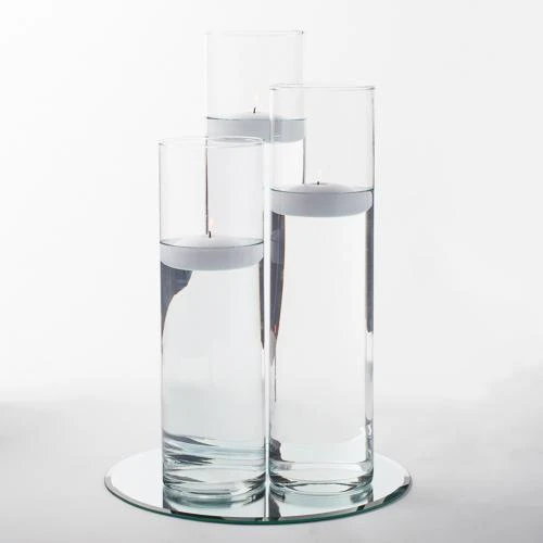 Eastland 12" Mirror And Tall Cylinder Vase Centerpiece With Richland Floating Candles Set Of 84 1 Eastland 12" Mirror And Tall Cylinder Vase Centerpiece With Richland Floating Candles Set Of 84