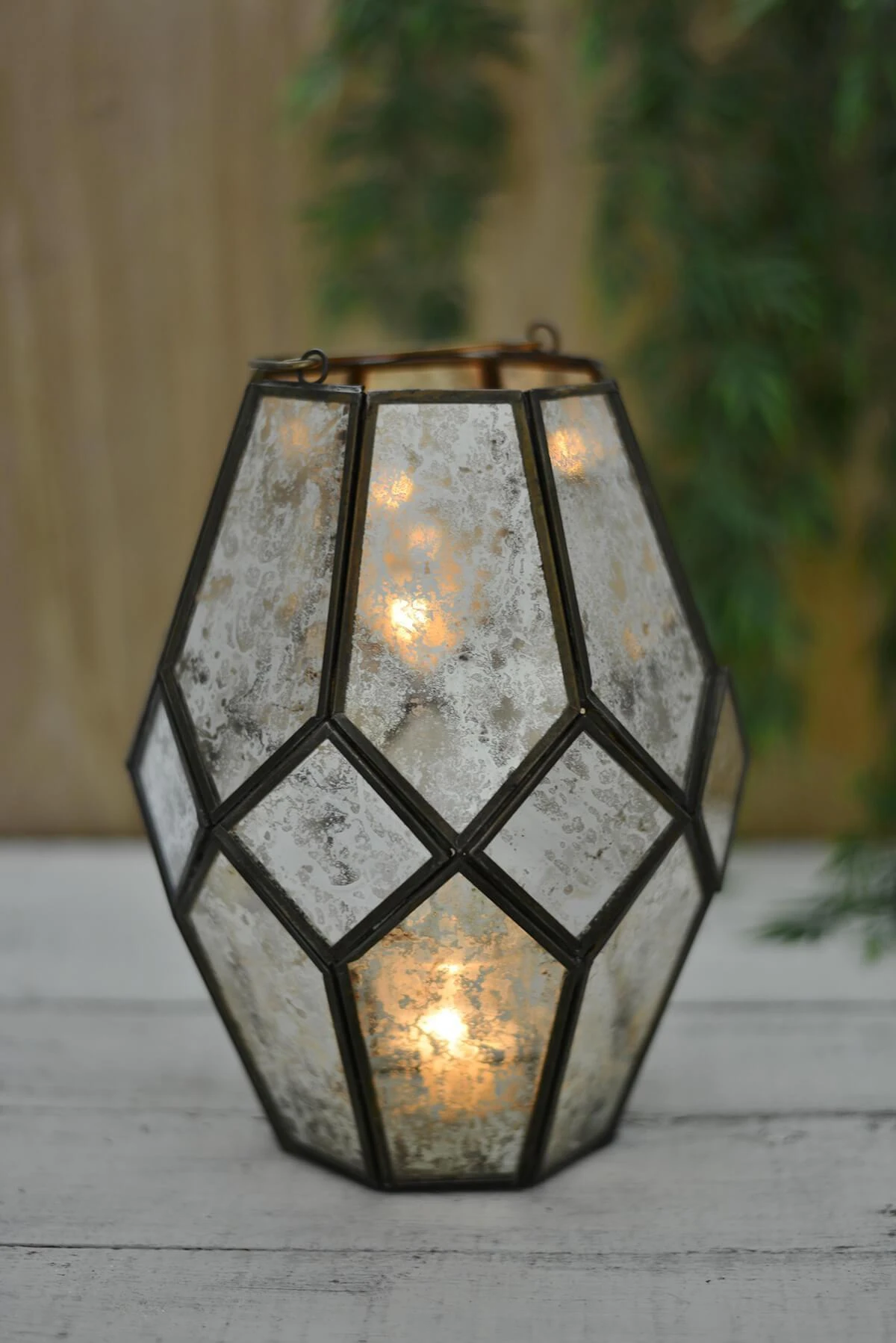 Mid-century Modern Candle Lantern With Chain Hanger 1 Mid-century Modern Candle Lantern With Chain Hanger
