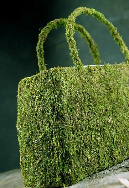 Natural Preserved Moss Covered Purse Planter 10.5x12.5 1 Natural Preserved Moss Covered Purse Planter 10.5x12.5