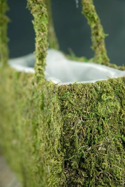 Natural Preserved Moss Covered Purse Planter 10.5x12.5 2 Natural Preserved Moss Covered Purse Planter 10.5x12.5 - Image 2