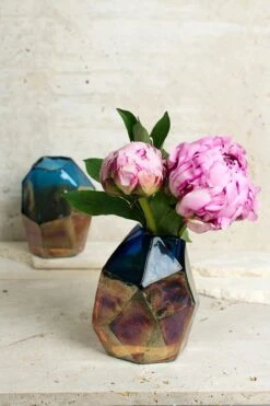 Iridescent Blue Mogul Bohemian Bud Vase 3 Iridescent Blue Mogul Bohemian Bud Vase -Comme Des Garcons Store vase glass mogul 5in blue iridescent 8
