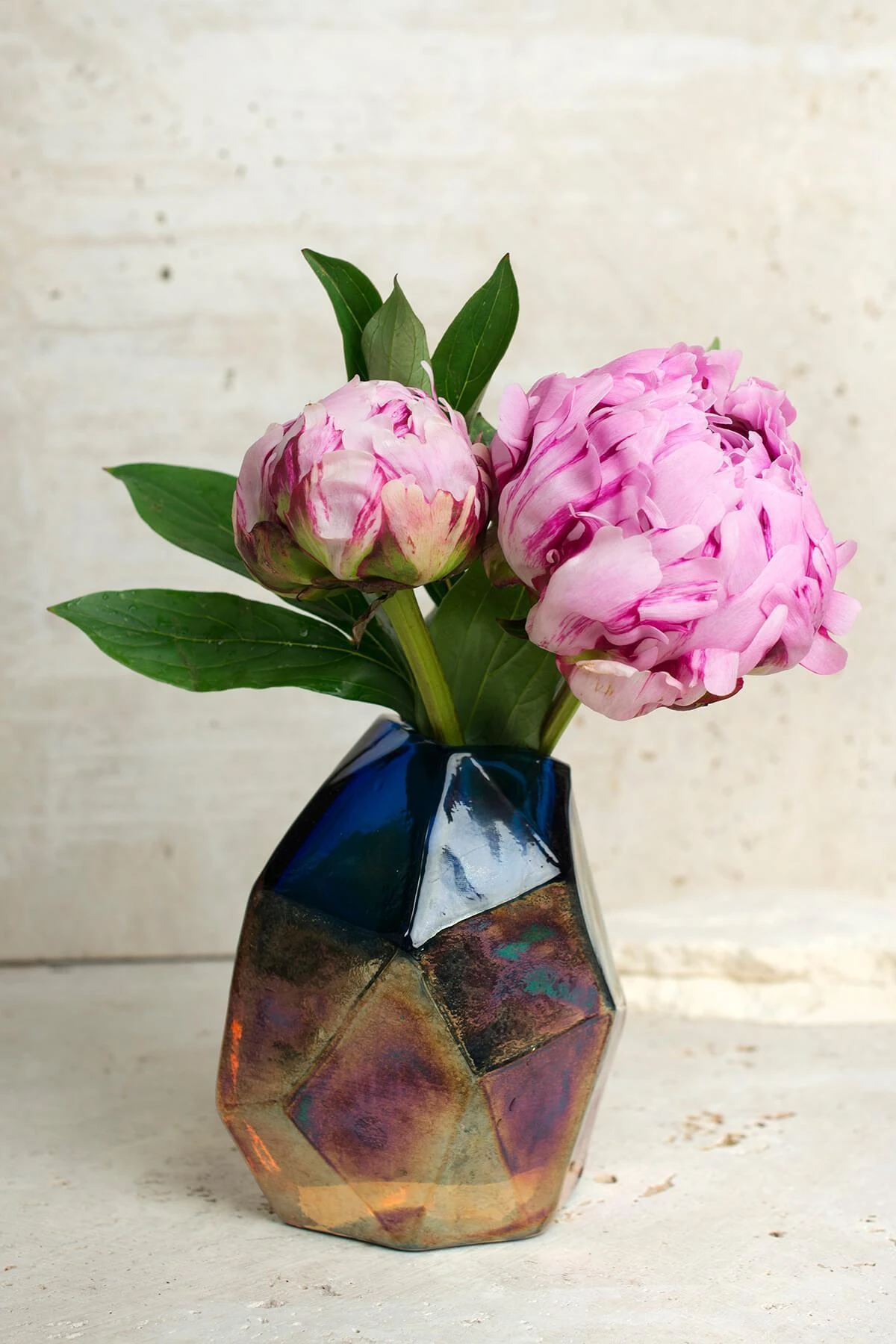 Iridescent Blue Mogul Bohemian Bud Vase 1 Iridescent Blue Mogul Bohemian Bud Vase